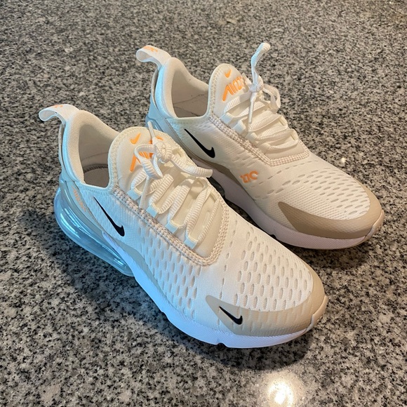 air max 270s in white desert sand